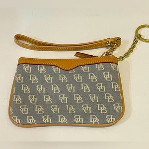 Dooney and Bourke Signature Wristlet  Gray and Tan Bag
